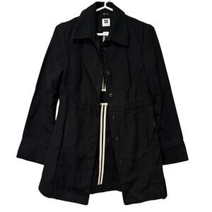 GAP Black Women's trench coat unlined. Lightweight cotton outerwear 100% cotton